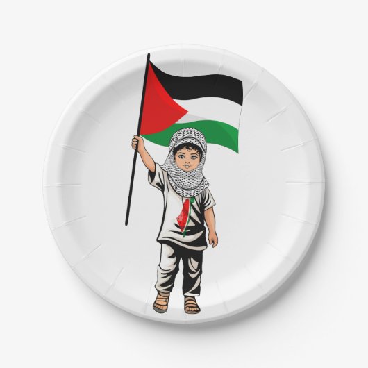 Kind met Keffiyeh Palestine Vlag Papieren Bordje (Voorkant)