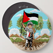 Kind met Keffiyeh Palestine Vlag Ronde Button 6,0 Cm (Voorkant /achterkant)