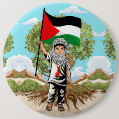 Kind met Keffiyeh Palestine Vlag Ronde Button 6,0 Cm (Voorkant)