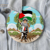 Kind met Keffiyeh Palestine Vlag Ronde Button 6,0 Cm (In situ)