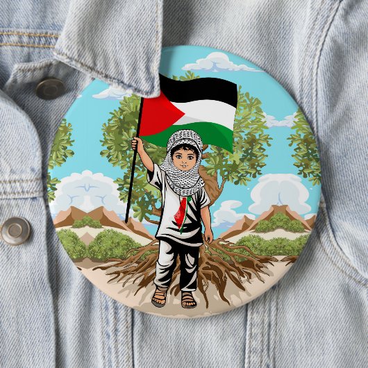 Kind met Keffiyeh Palestine Vlag Ronde Button 6,0 Cm (In situ)