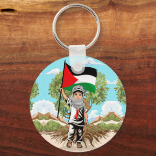 Kind met Keffiyeh Palestine Vlag Sleutelhanger