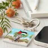 Kind met Keffiyeh Palestine Vlag Sleutelhanger (Voorkant Rechts)