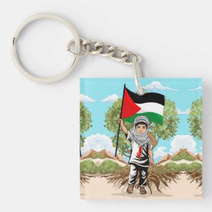 Kind met Keffiyeh Palestine Vlag Sleutelhanger