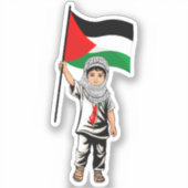 Kind met Keffiyeh Palestine Vlag Sticker (Voorkant)