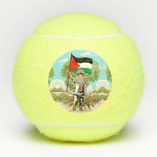 Kind met Keffiyeh Palestine Vlag Tennisballen (Voorkant)