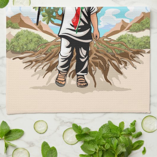 Kind met Keffiyeh Palestine Vlag Theedoek (Gevouwen)