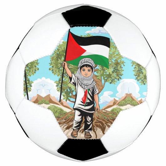 Kind met Keffiyeh Palestine Vlag Voetbal (Voorkant)