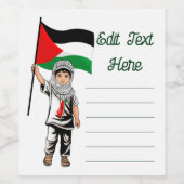 Kind met Keffiyeh Palestine Vlag Wijn Etiket (Enkel label)