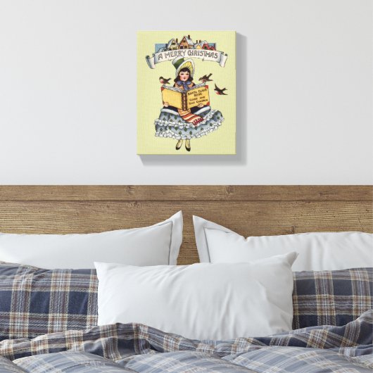 kind met kerstboek canvas afdruk (Insitu (Slaapkamer))