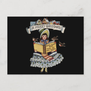  kind met kerstboek feestdagenkaart