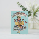  kind met kerstboek feestdagenkaart (Staand voorkant)