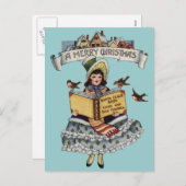  kind met kerstboek feestdagenkaart (Voorkant / Achterkant)