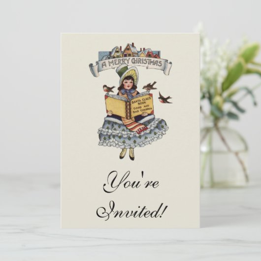  kind met kerstboek kaart (Staand voorkant)