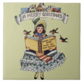  kind met kerstboek tegeltje (Voorkant)