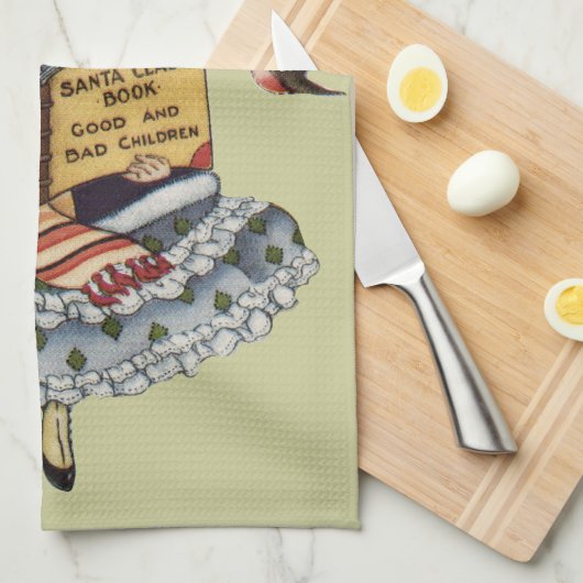  kind met kerstboek theedoek (Quarter Fold)