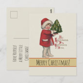 Kind met Kerstboom  Illustratie Kunst Briefkaart (Voorkant / Achterkant)