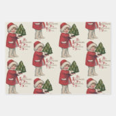 Kind met Kerstboom  Illustratie Kunst Inpakpapier Vel (Voorkant)