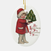 Kind met Kerstboom  Illustratie Kunst Keramisch Ornament (Achterkant)