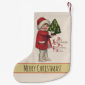 Kind met Kerstboom  Illustratie Kunst Kleine Kerstsok (Achterkant)