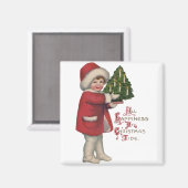 Kind met Kerstboom  Illustratie Kunst Magneet (Voorkant / Achterkant)