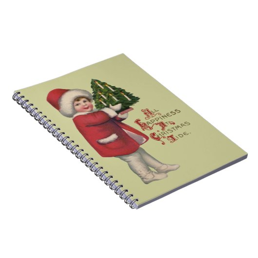 Kind met Kerstboom  Illustratie Kunst Notitieboek (Rechterzijde)