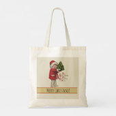 Kind met Kerstboom  Illustratie Kunst Tote Bag (Achterkant)