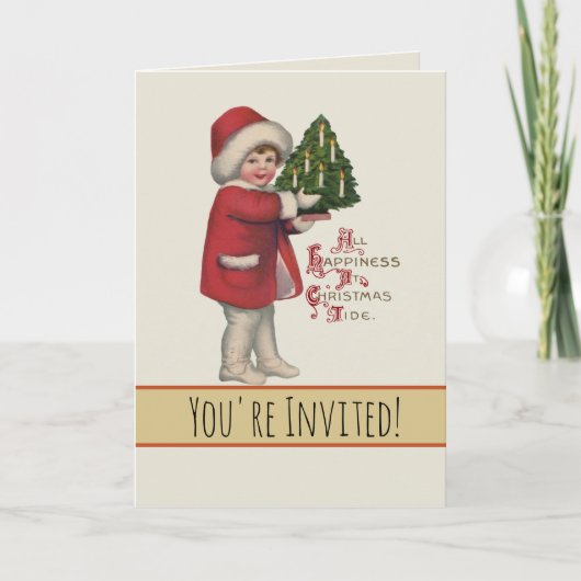 Kind met Kerstboom Vintage Illustratie Kunst (Voorkant)