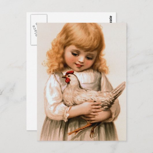 Kind met kip briefkaart (Voorkant / Achterkant)