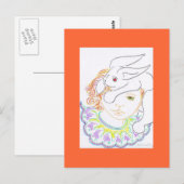 Kind met konijn briefkaart (Voorkant / Achterkant)