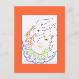 Kind met konijn briefkaart