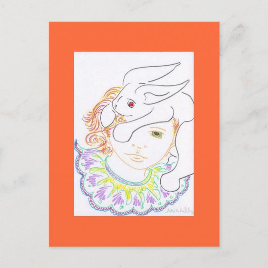 Kind met konijn briefkaart (Voorkant)