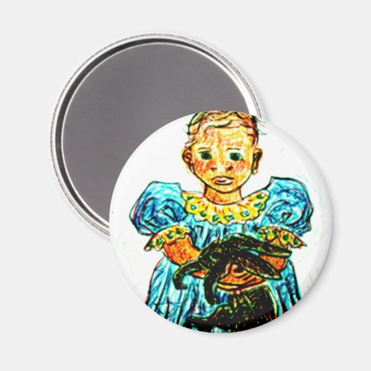 Kind met konijn magneet (Voorkant / Achterkant)