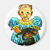 Kind met konijn magneet (Voorkant)