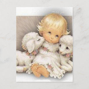 Kind met lammeren briefkaart