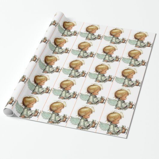 Kind met lammeren cadeaupapier (Uitgerold)