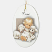 Kind met lammeren keramisch ornament (Links)