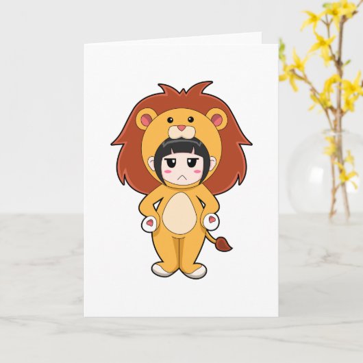 Kind met leeuwenkostuum kaart (Gele Bloem)