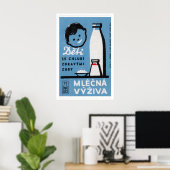 Kind met melk luciferdoosje kunstprint poster (Thuiskantoor)