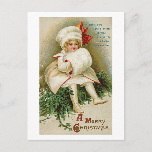 Kind met Muff Feestdagenkaart (Voorkant)