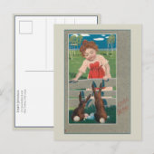 Kind met paaseieren en -Bunnies Briefkaart (Voorkant / Achterkant)