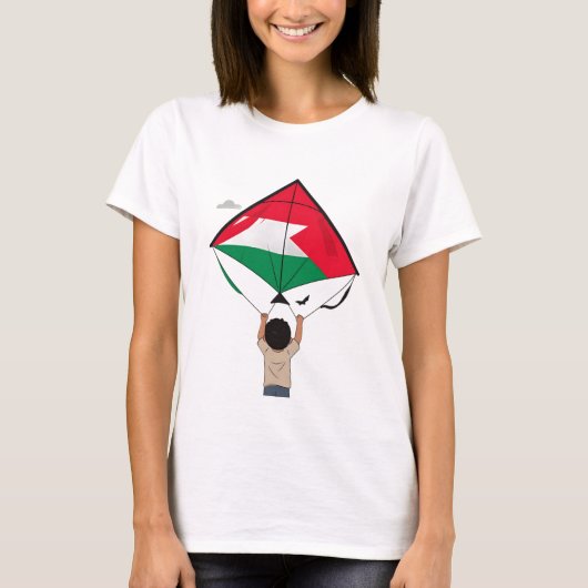 Kind met Palestina vlieger - Vrijheid en Hoop T-shirt (Voorkant)