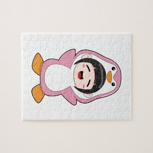 Kind met Penguin Costume Legpuzzel (Horizontaal)