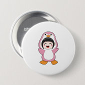 Kind met Penguin Costume Ronde Button 7,6 Cm (Voorkant /achterkant)
