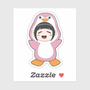 Kind met Penguin Costume Sticker
