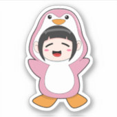 Kind met Penguin Costume Sticker (Voorkant)
