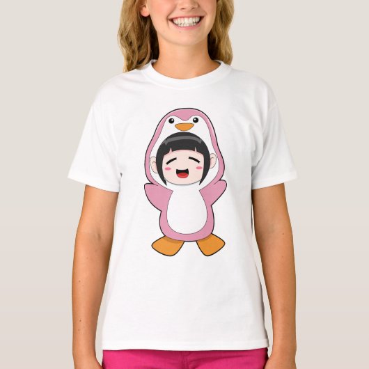 Kind met Penguin Costume T-shirt (Voorkant)