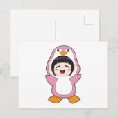 Kind met pinguïn kostuum briefkaart (Voorkant / Achterkant)