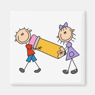 Kind met potlood magneet