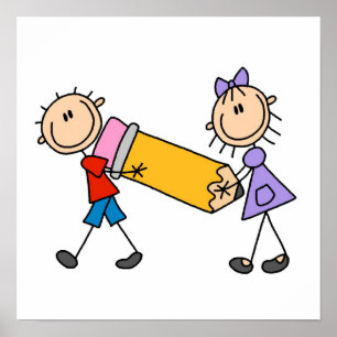 Kind met potlood poster